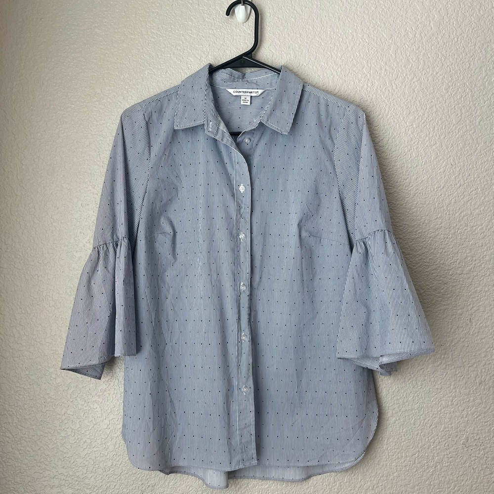Counterparts Striped & Dotted Button Up Shirt, M